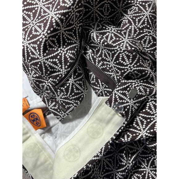 Tory Burch Geometric Print Womens Golf Pants Size 10 Brown & White Cotton Blend - Picture 9 of 13